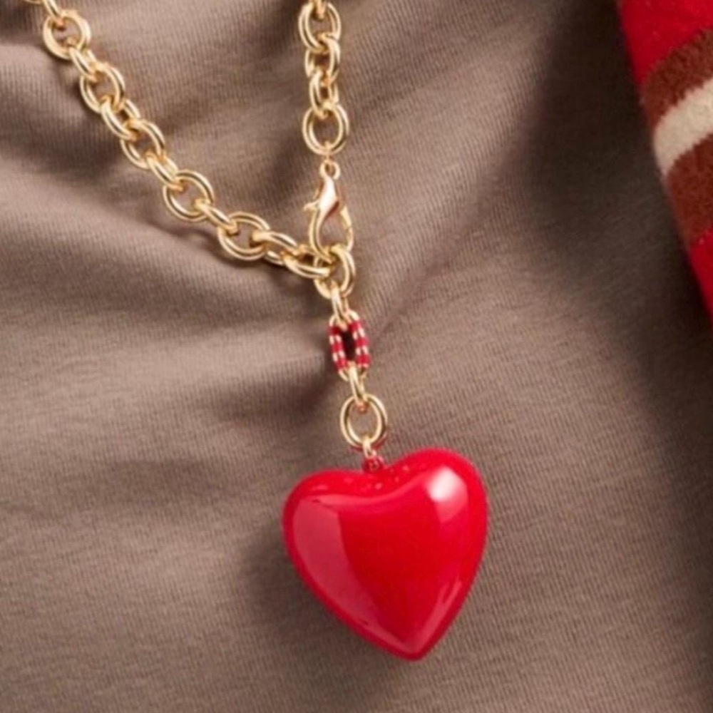 Roxanne Assoulin Women's Puffy Heart Necklace in Red - Picture 3 of 6